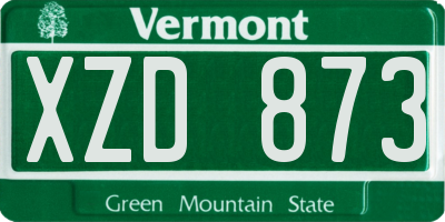VT license plate XZD873
