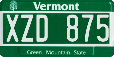 VT license plate XZD875