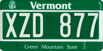 VT license plate XZD877