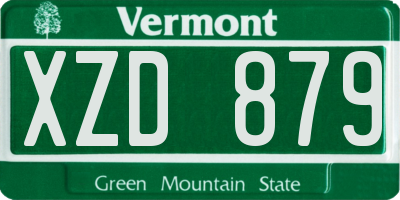 VT license plate XZD879