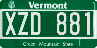 VT license plate XZD881