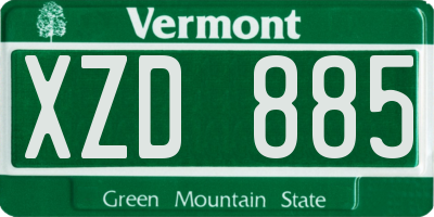 VT license plate XZD885