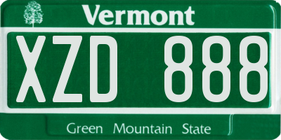 VT license plate XZD888