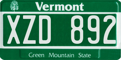 VT license plate XZD892