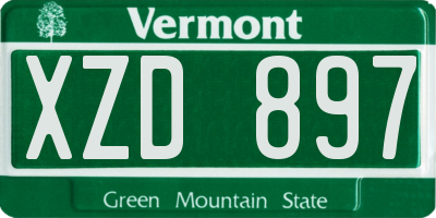 VT license plate XZD897
