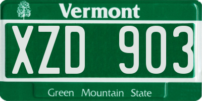 VT license plate XZD903