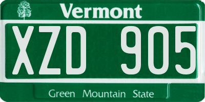 VT license plate XZD905