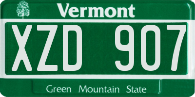 VT license plate XZD907