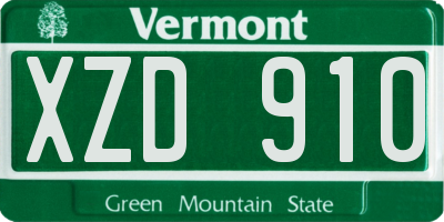VT license plate XZD910