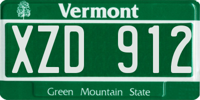 VT license plate XZD912