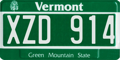 VT license plate XZD914