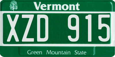 VT license plate XZD915