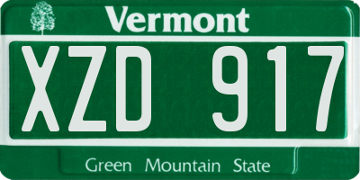 VT license plate XZD917