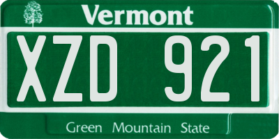 VT license plate XZD921