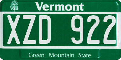 VT license plate XZD922