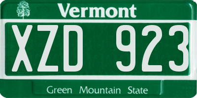 VT license plate XZD923