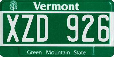 VT license plate XZD926
