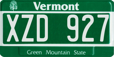 VT license plate XZD927