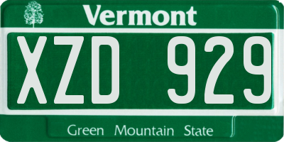 VT license plate XZD929