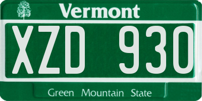VT license plate XZD930