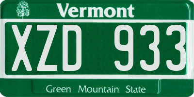 VT license plate XZD933