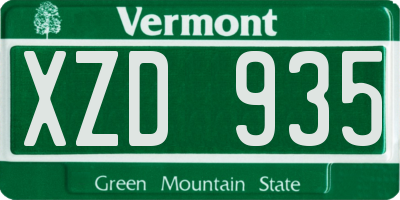 VT license plate XZD935