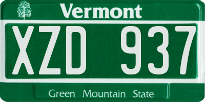 VT license plate XZD937