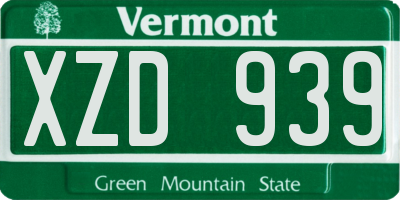 VT license plate XZD939