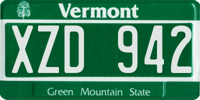 VT license plate XZD942