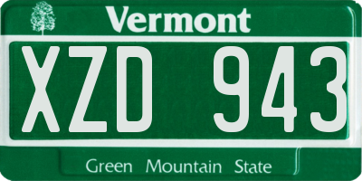 VT license plate XZD943