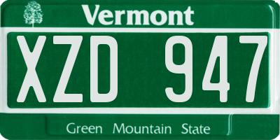 VT license plate XZD947