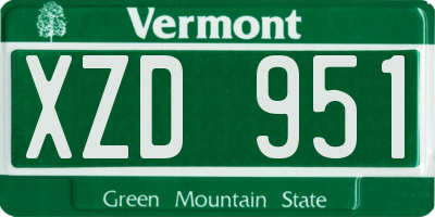 VT license plate XZD951
