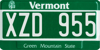 VT license plate XZD955