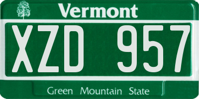 VT license plate XZD957