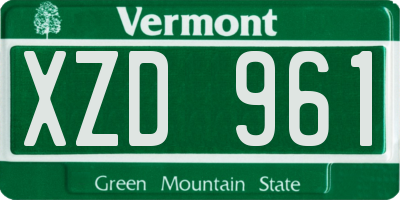 VT license plate XZD961