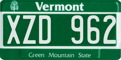 VT license plate XZD962