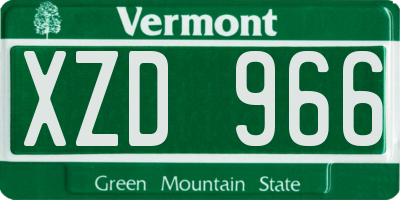 VT license plate XZD966
