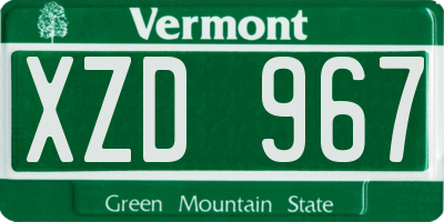 VT license plate XZD967