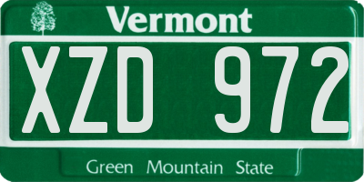 VT license plate XZD972