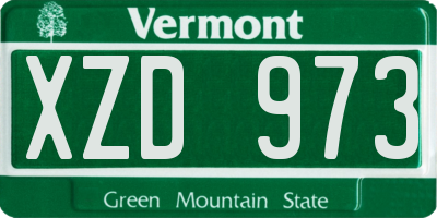 VT license plate XZD973