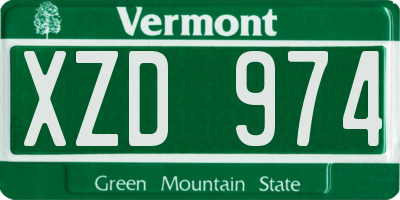 VT license plate XZD974