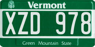 VT license plate XZD978