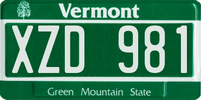 VT license plate XZD981