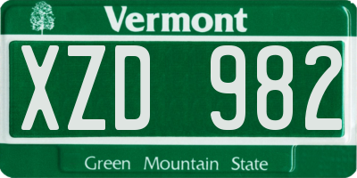 VT license plate XZD982