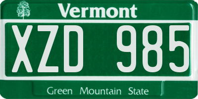VT license plate XZD985