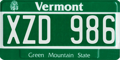 VT license plate XZD986