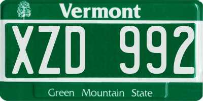 VT license plate XZD992