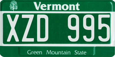 VT license plate XZD995