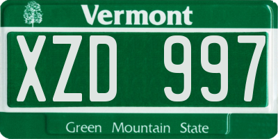 VT license plate XZD997