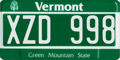 VT license plate XZD998